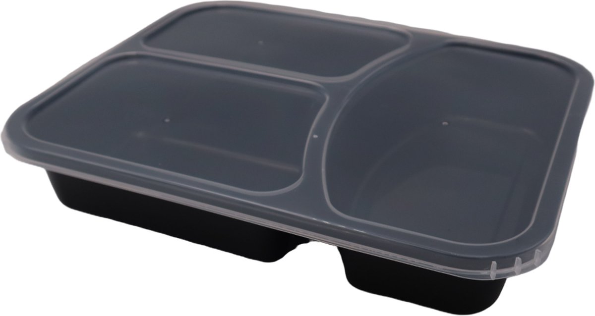3- compartment menubox - verpakking van 3 containers - lunchbox - vershoud container