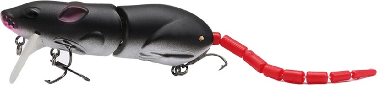 Kunstaas Rat - Topwater Floater - Snoek / Baars (Roofvissen) - Zwart Wit Rood