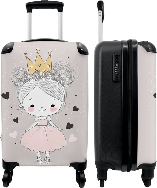 NoBoringSuitcases.com® Kinderkoffer Trolley op wieltjes Prinses - - Kroon... | bol.com