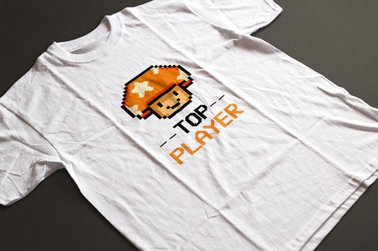Shirt - Top player - Wurban Wear | Grappig shirt | Gaming| Unisex tshirt | Wit & Zwart