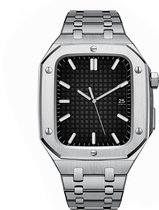 MY PROTECT - Luxe Metalen Bandje & Hoesje Geschikt Voor Apple Watch 44mm - Zilver