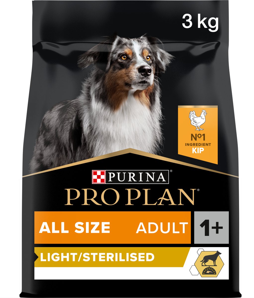 3kg All Size Adult Light/Sterilised Optiweight Kip & Rijst Pro Plan Hondenvoer