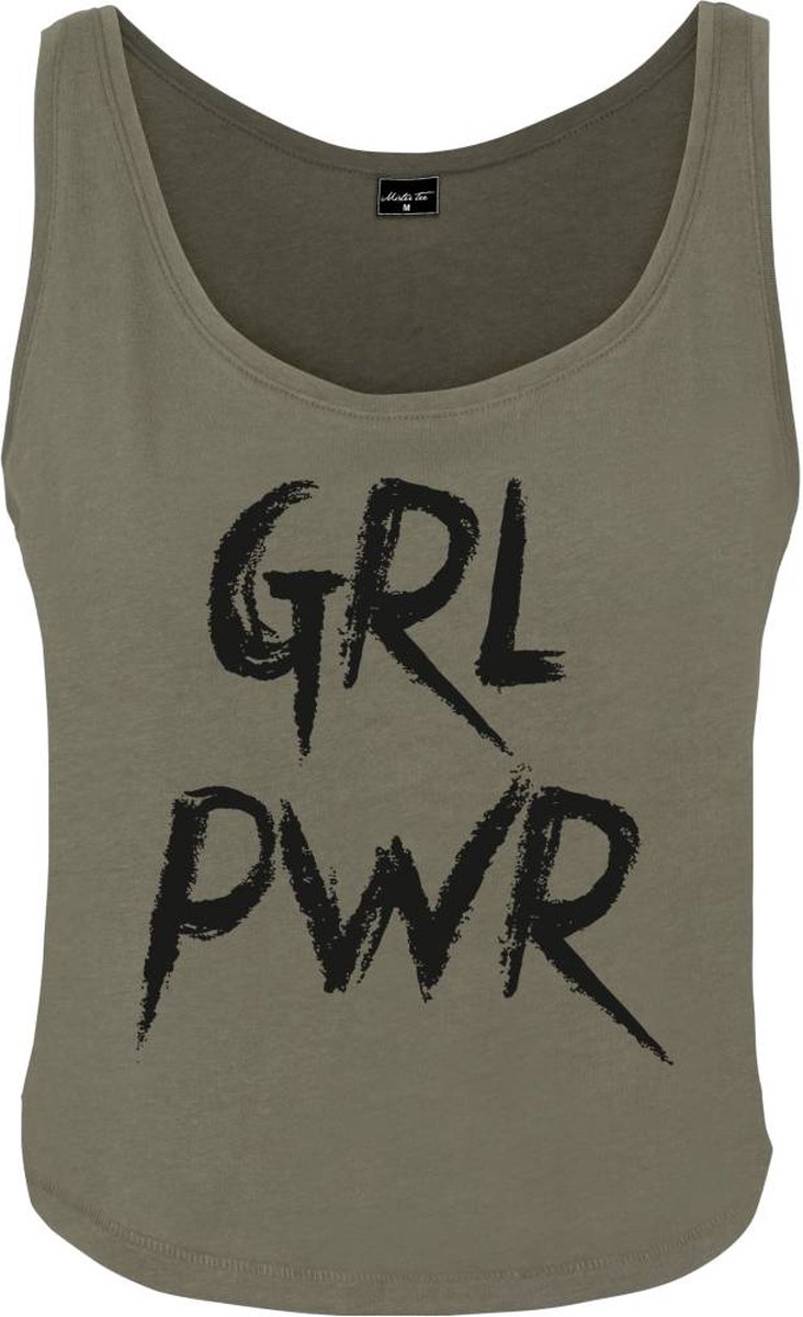 Mister Tee Ladies GRL PWR Mouwloze top L Olijfgroen