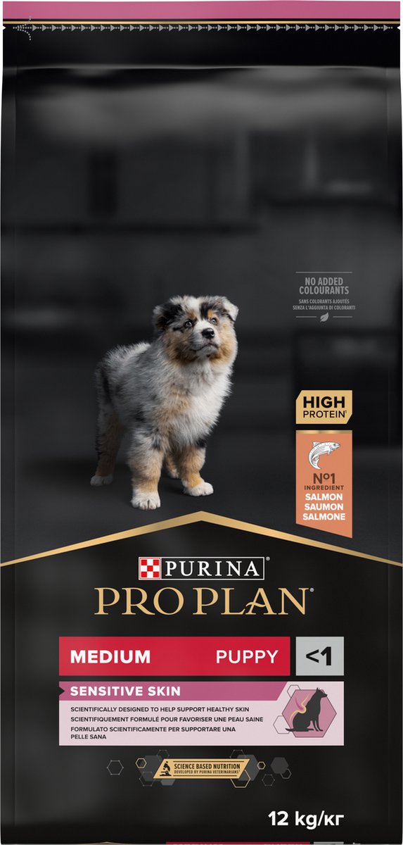 Pro Plan Medium Puppy Sensitive Skin - Honden Droogvoer - Zalm - 12 kg