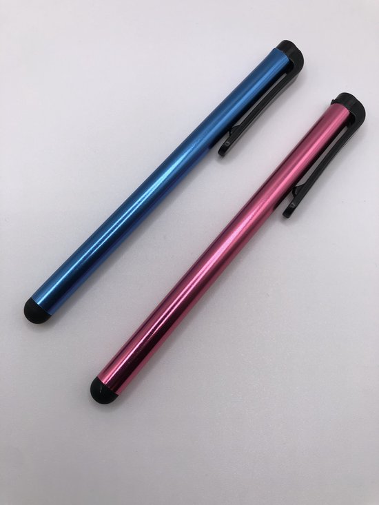 Tablet & Telefoon Stift / Robuuste Touchpen / Touchstift / Touch / Touchscreen Pen 2 stuks - Blauw/Roze — afbeelding 2