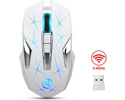 HXSJ T300 2.4G Draadloze Gaming Muis – Computermuizen – Ultra licht – Compact Voor Onderweg – RGB Verlichting – Wit