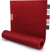 Sölmo® - Rode Vilt Tafelloper - 100x30 cm - Scandinavisch - Wasbaar - Leren Label - Winter (Wijnrood)