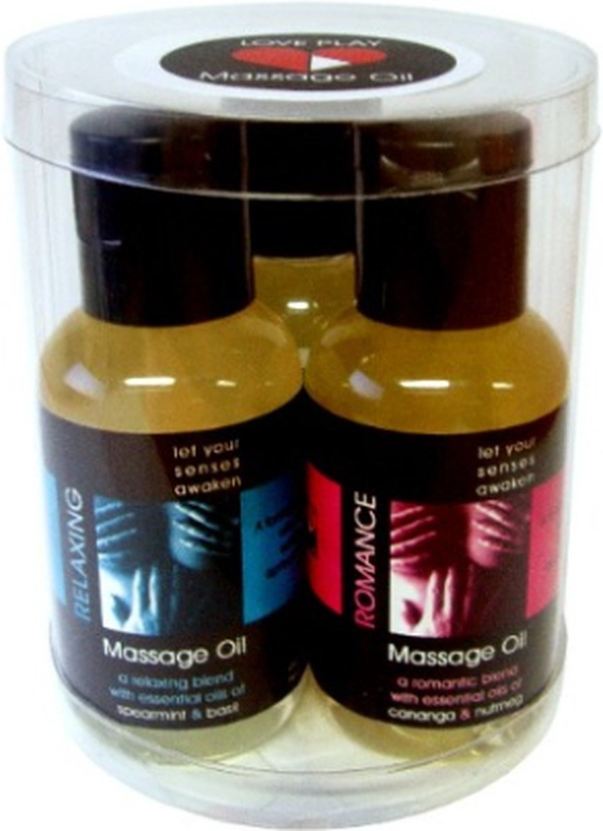 Goedkoopste Love Play Massageolie - Giftbox - Relaxing - Romance - Passion - 3 x 50ml