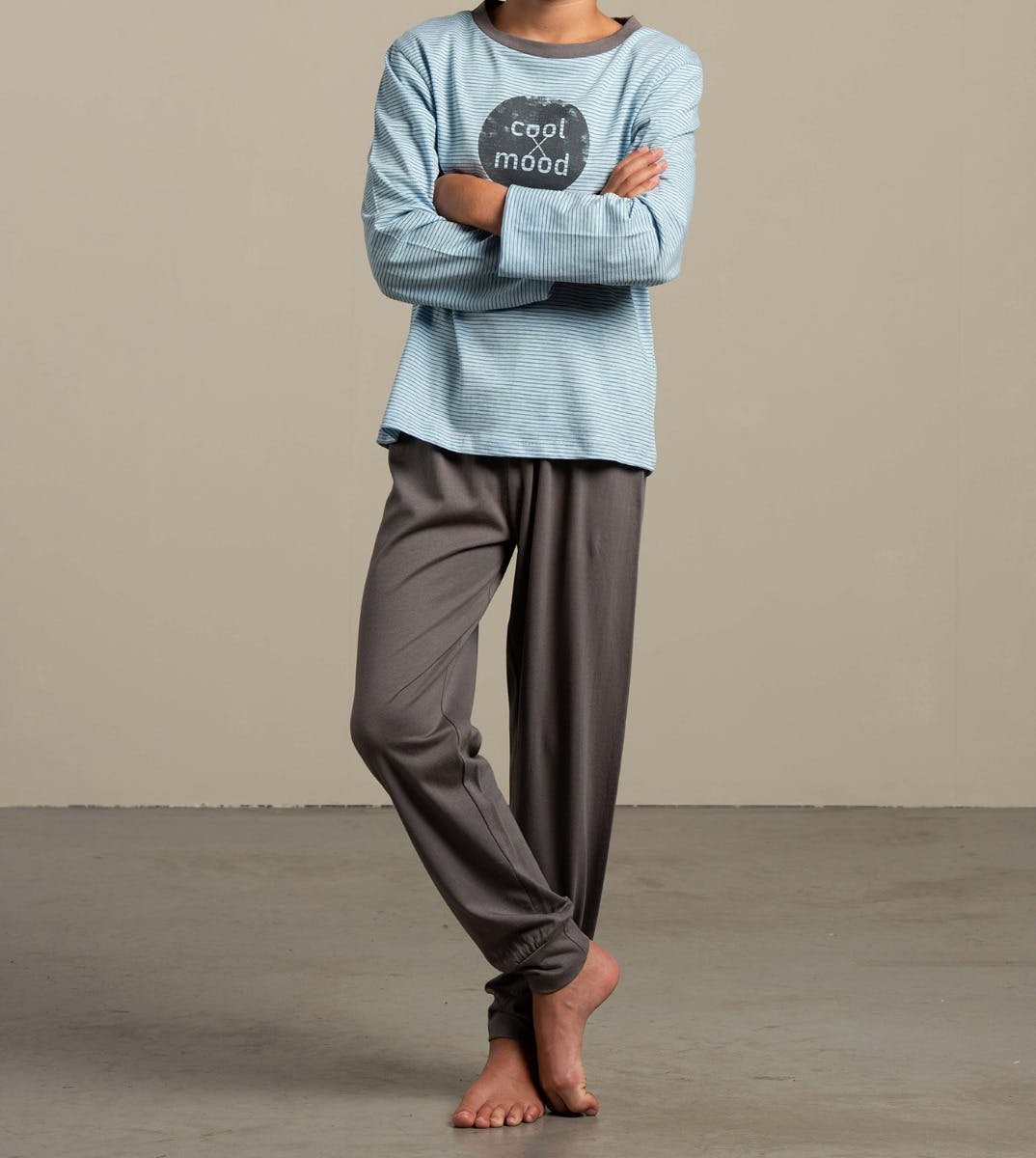 Eskimo Pyjama lange broek 'Blue'/'Grey' Katoen 152