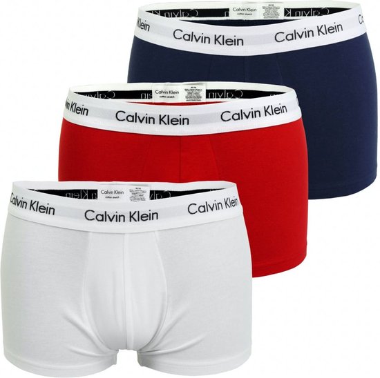 Calvin Klein Boxershorts - Mannen - 3-pack - Wit/Rood/Blauw - Maat M