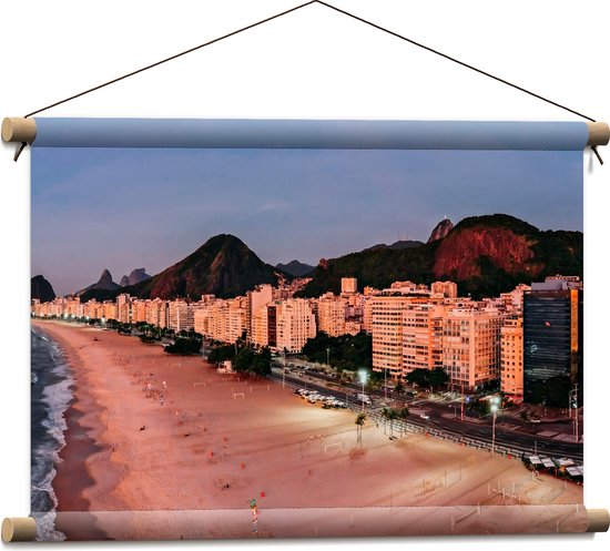 Textielposter - Boulevard van Copacana Beach in Rio de Janeiro, Brazillië - 60x40 cm Foto op Textiel