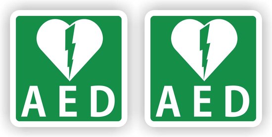 AED pictogram sticker set 2 stuks.