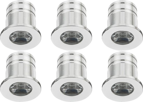 LED Veranda Spot Verlichting 6 Pack - Velvalux - 3W - Natuurlijk Wit 4000K - Inbouw - Dimbaar - Rond - Mat Zilver - Aluminium - Ø31mm