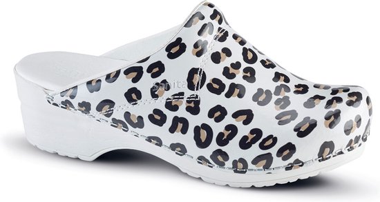 Sanita klompen klompen - Flex - model 314 - Wildlife Leopard wit - Maat: 43