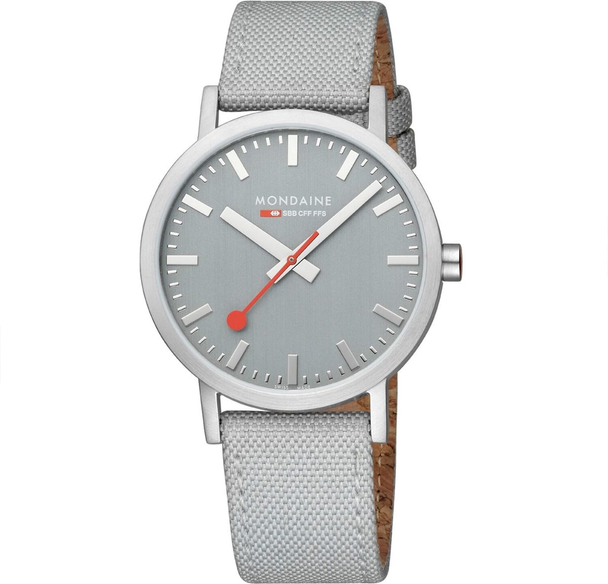 Mondaine M660.30360.80SBH Horloge - Textiel - Grijs - 40mm