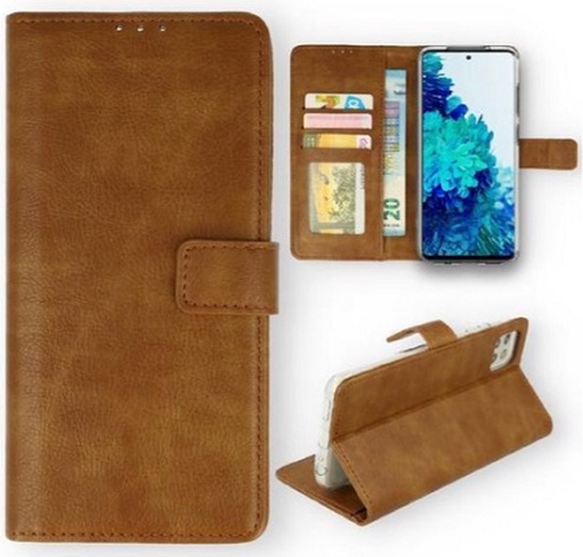 Samsung S22 Hoesje Met Pasjeshouder Bookcase Bruin