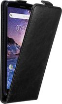 Cadorabo Hoesje geschikt voor Nokia 7 PLUS in ZWARTE NACHT - Beschermhoes in flip design Case Cover met magnetische sluiting