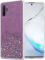 Cadorabo Hoesje voor Samsung Galaxy NOTE 10 PLUS in Paars met Glitter - Beschermhoes van flexibel TPU silicone met fonkelende glitters Case Cover Etui