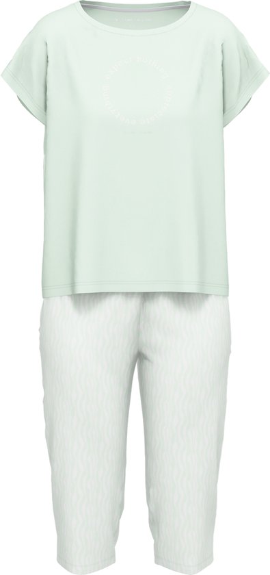 TOM TAILOR Stretch Cotton dames pyjama - 3/4 broek - mintgroen - Maat 44