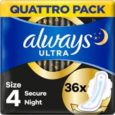 Always - Maandverband Ultra Secure Night - Met Vleugels - Maat 4 - 36 Pads