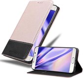 Cadorabo Hoesje geschikt voor Samsung Galaxy S6 EDGE PLUS in ROSE GOUD ZWART - Beschermhoes met magnetische sluiting, standfunctie en kaartvakje Book Case Cover Etui