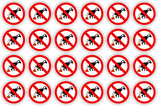 Honden verboden te poepen sticker set 24 stuks