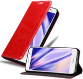 Cadorabo Hoesje voor Huawei Enjoy 7 PLUS in APPEL ROOD - Beschermhoes met magnetische sluiting, standfunctie en kaartvakje Book Case Cover Etui