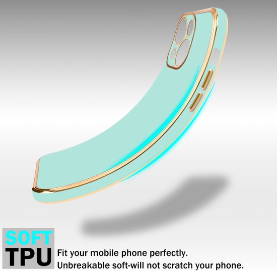 Coque Cadorabo pour Apple iPhone 14 PLUS en Vert Menthe Brillant - Or - Coque de protection en silicone TPU souple et avec protection pour appareil photo