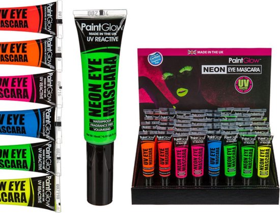 PAINTGLOW UV EYE MASCARA SET - 8 stuks - NEON - Feest make up - Carnaval