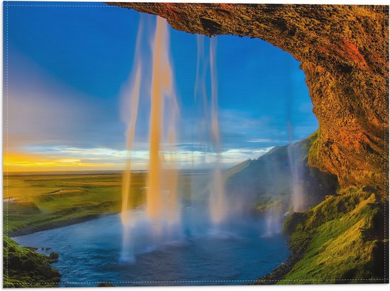 Vlag - Waterval - IJsland - 40x30 cm Foto op Polyester Vlag