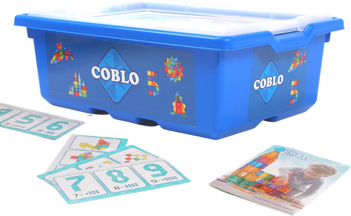 Coblo Classic Schoolbox 200 stuks - Magnetisch speelgoed - Montessori speelgoed - Magnetische Bouwstenen - Magnetische tegels - STEM speelgoed - Cadeau kind - Speelgoed 3 jaar t/m 12 jaar