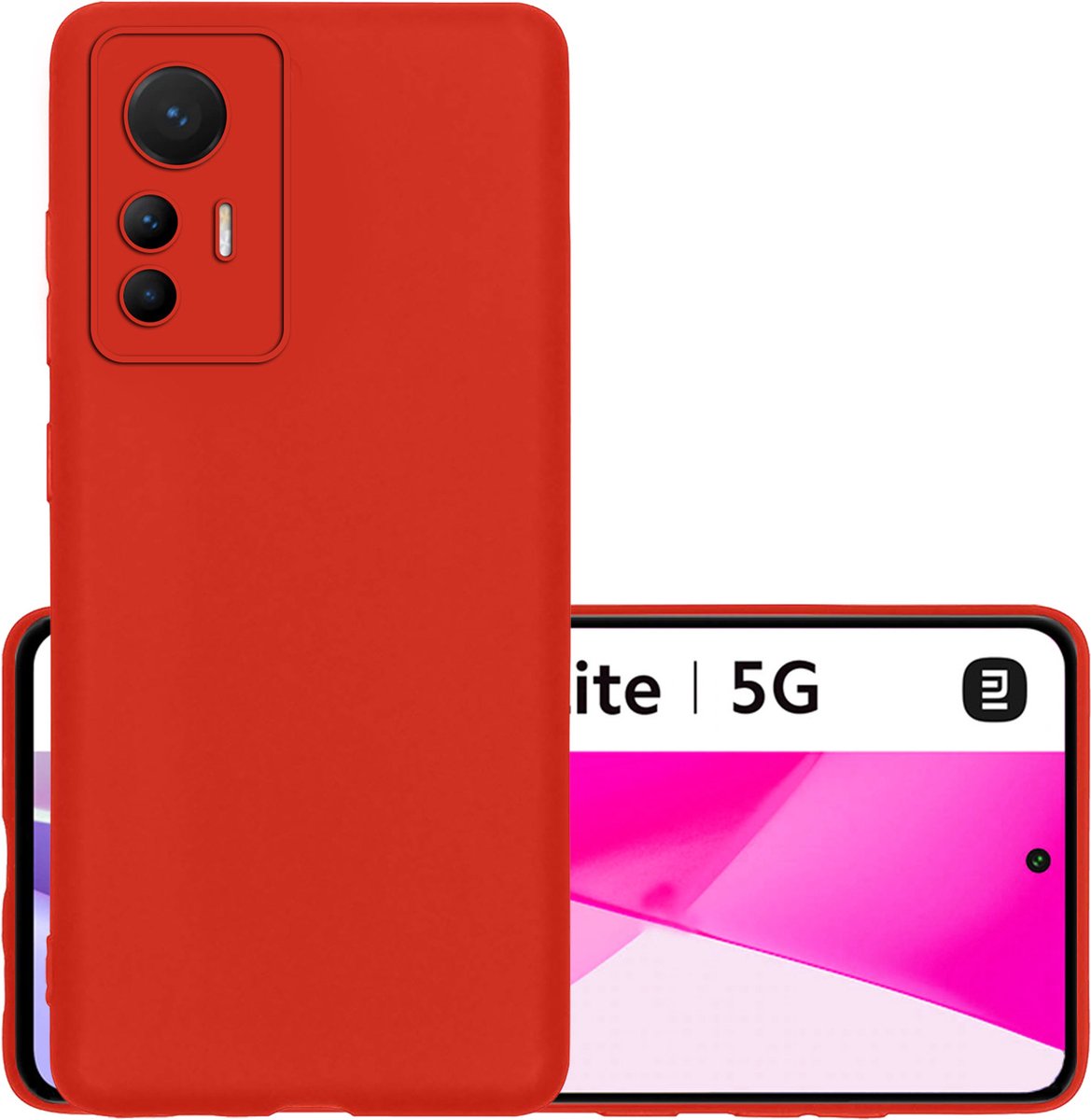 Hoesje - Geschikt voor Xiaomi 12 Lite - Sterk & Shockproof - Hoes Cover - Siliconen Case - Rood