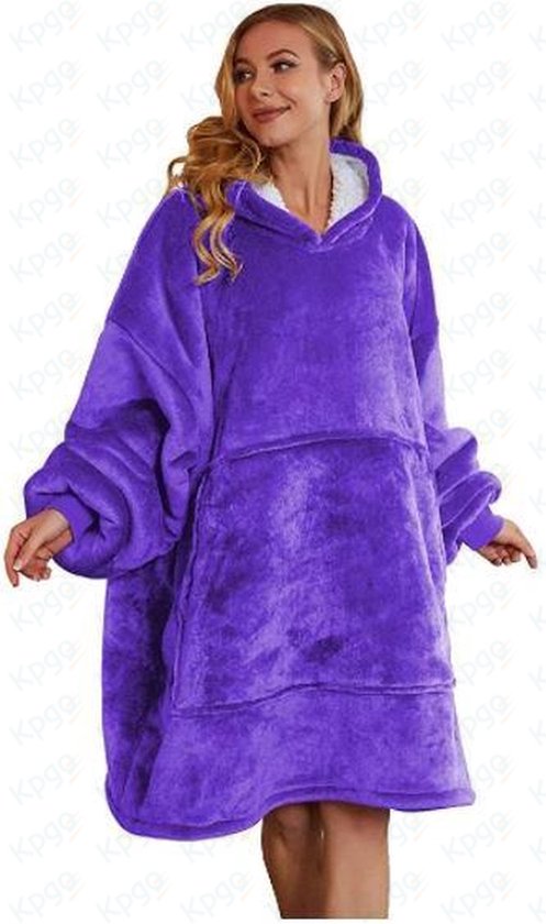 Cuddle Hoodie - Plaid avec manches - cadeau de la Saint-Valentin pour elle - Couverture à capuche - Oodie - Violet