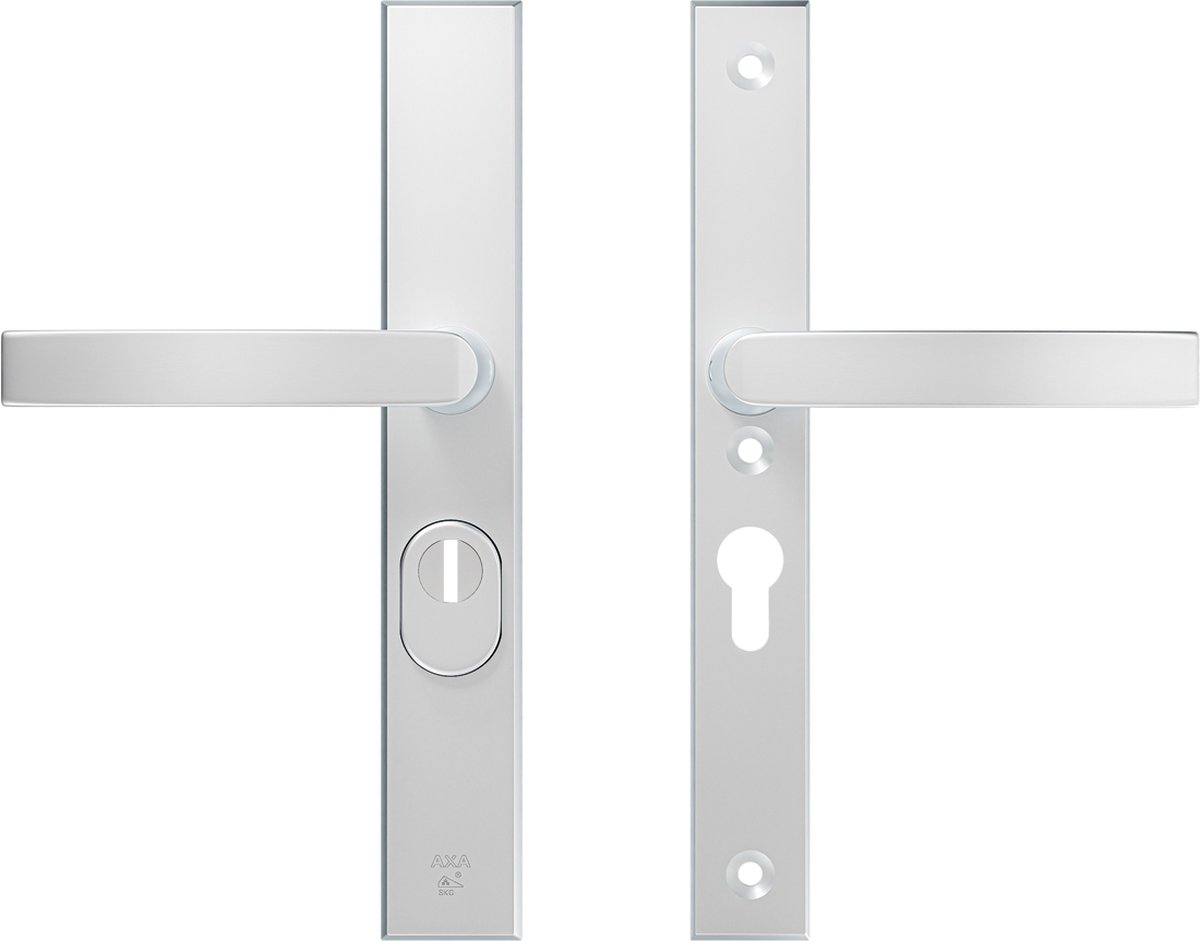 AXA Veiligheidsbeslag (Edge Plus) Smal Aluminium glad: Kruk-Kruk (model Blok) PC55 met kerntrekbeveiliging SKG***