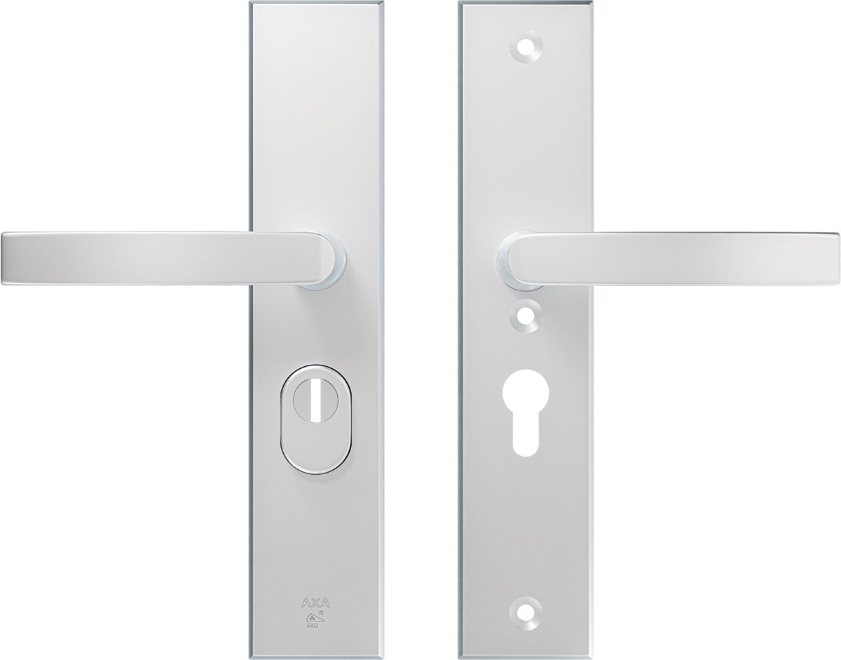 AXA Veiligheidsbeslag (Edge Plus) Aluminium glad: Kruk-Kruk (model Blok) PC55 met kerntrekbeveiliging SKG***