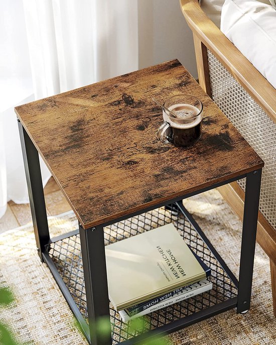 MIRA Home - Bijzettafel - Koffietafel - Bruin - Hout - 45 x 55 x 55