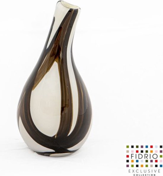 Design Vaas Bottle Pisa - Fidrio BRUNO - glas, mondgeblazen bloemenvaas - hoogte 18 cm