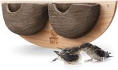 Wildtier Herz® Nestkast Zwaluwen 2-delig - Houten vogelhuisjes met modder, onbehandeld, weerbestendig, zwaluwnestdoos voor wilde dieren