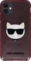 Glitter hoesje iPhone 12 Mini Karl Lagerfeld transparant Roze