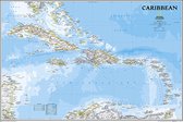 Caribbean poster - Caraïben - Landkaart - Aruba - Cuba - Barbados - 58 x 76 cm.