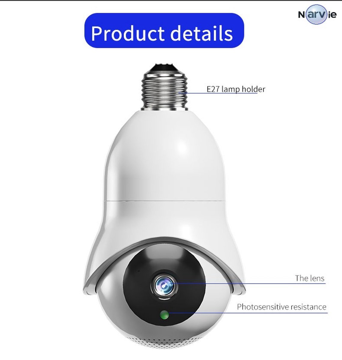 NARVIE Smart Camera LED Lamp Draadloos met Mobiele App - afbeelding 2