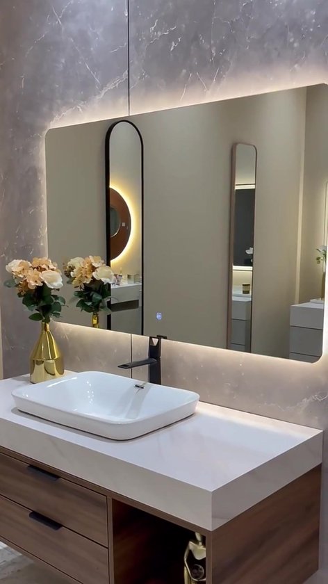 FENOME Miroir de salle de bain avec éclairage LED - Miroir de