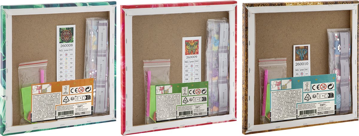 Grafix Diamond Painting Op Canvas | Olifant | Formaat 30x30cm | diamond painting pakket volledig | Thema Dieren | Diamond painting op canvas | Inclusief Diamond painting pen en schudbakje | Eindresultaat ophangen aan de muur — afbeelding 7