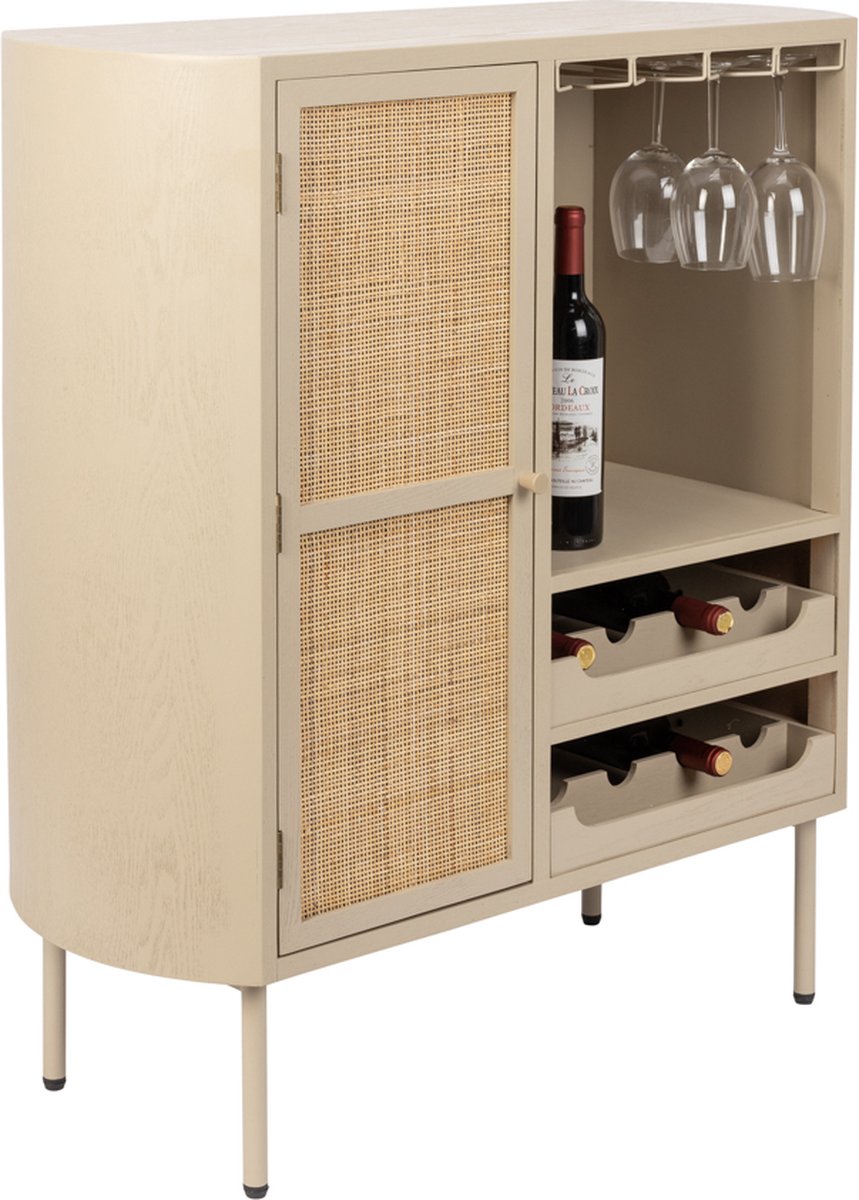 Housecraft Living Amaya Wijnkast/ Drankkast/ Barkast Laag Rotan - Beige