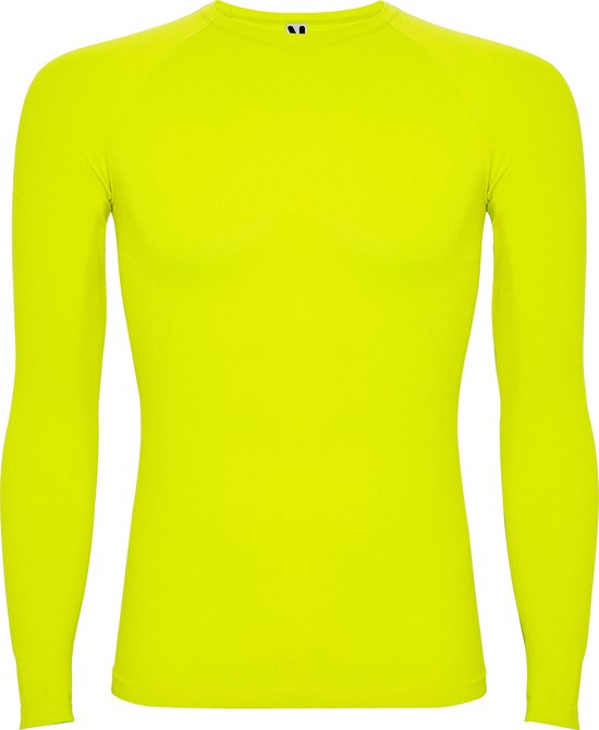 Lime Groen thermisch sportshirt met raglanmouwen naadloos model Prime maat XL-XXL