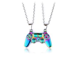 Bixorp Friends BFF Ketting voor 2 met Controller Regenboog - Magnetische Vriendschapsketting - Twee Helften - Voor Meisjes - Best Friends Ketting Vriendschap Cadeau voor Twee