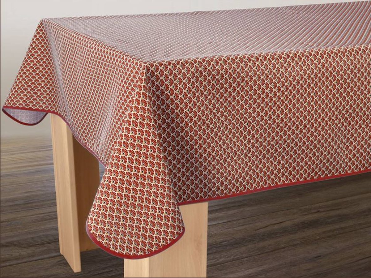 Tafelkleed anti-vlek Paon rouge rond 160 cm Tafellaken - Decoratieve Tafel Accessoires - Woonkamer Decoratie - Bonne et Plus®