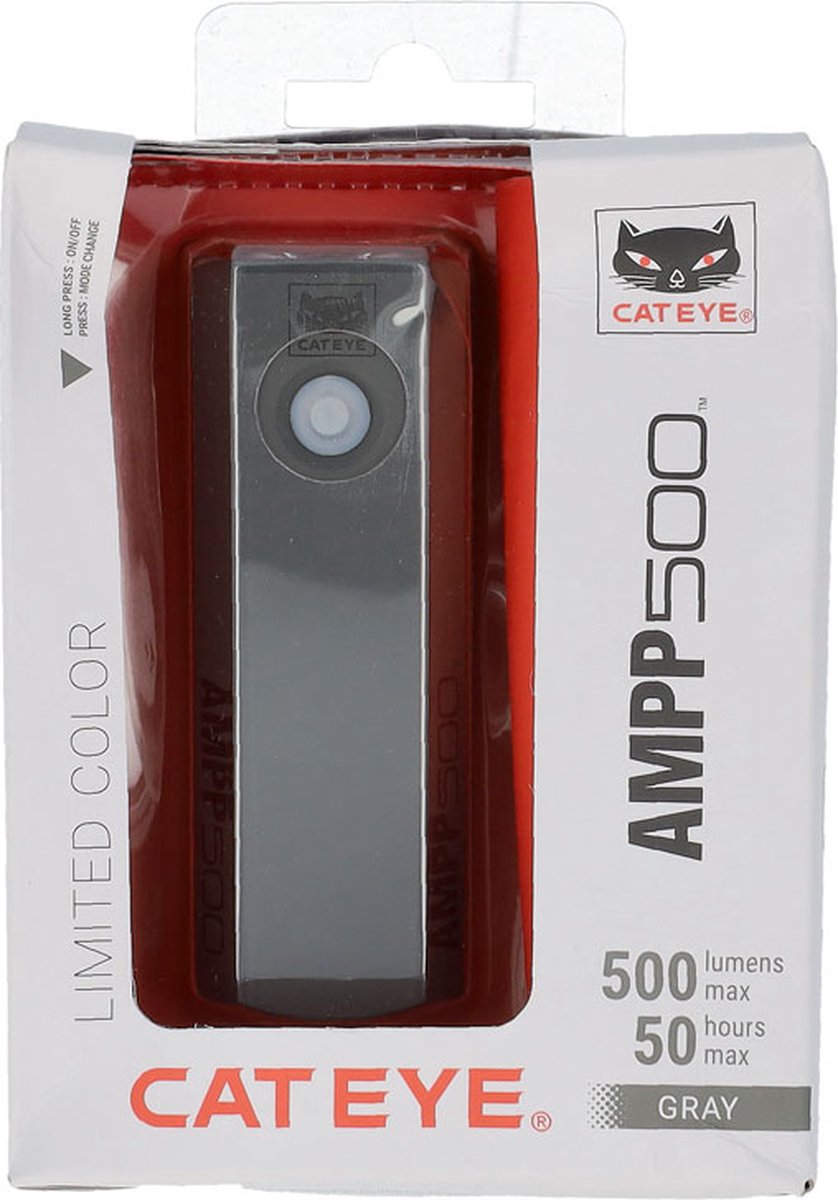 Koplamp Cateye AMPP500 HL-EL085RC Led USB Oplaadbaar Accu Gray