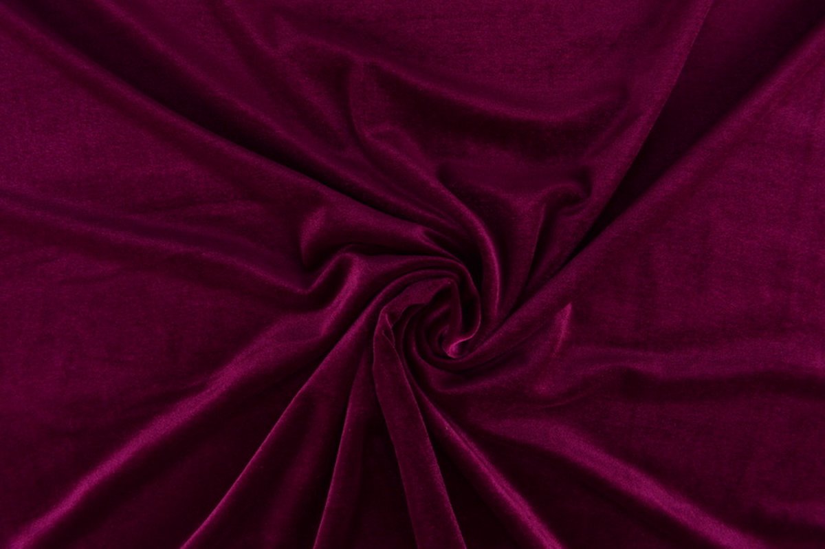 35 meter stretch fluweel - Cassis - 93% polyester - 7% elastaan