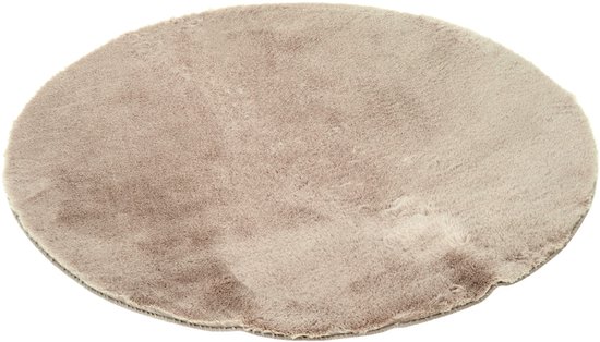 Rond vloerkleed - Rond tapijt - Zacht - Beige - Imitatiebont - Hoogpolig - Ø 90 cm